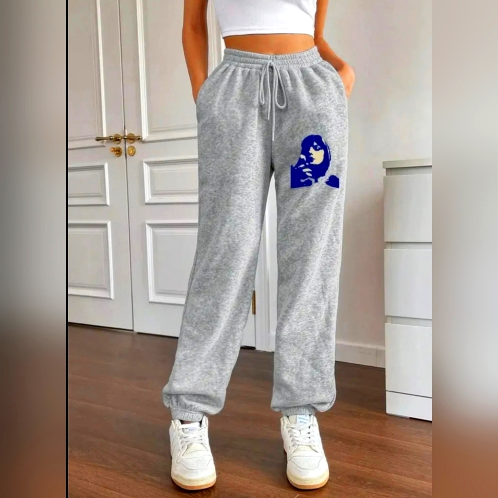 Taylor Swift Midnights Drawstring Sweatpants Grey w Graphic Design and Pockets